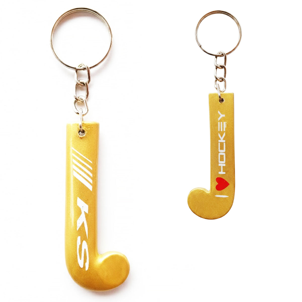 ks key ring I love hockey - gold