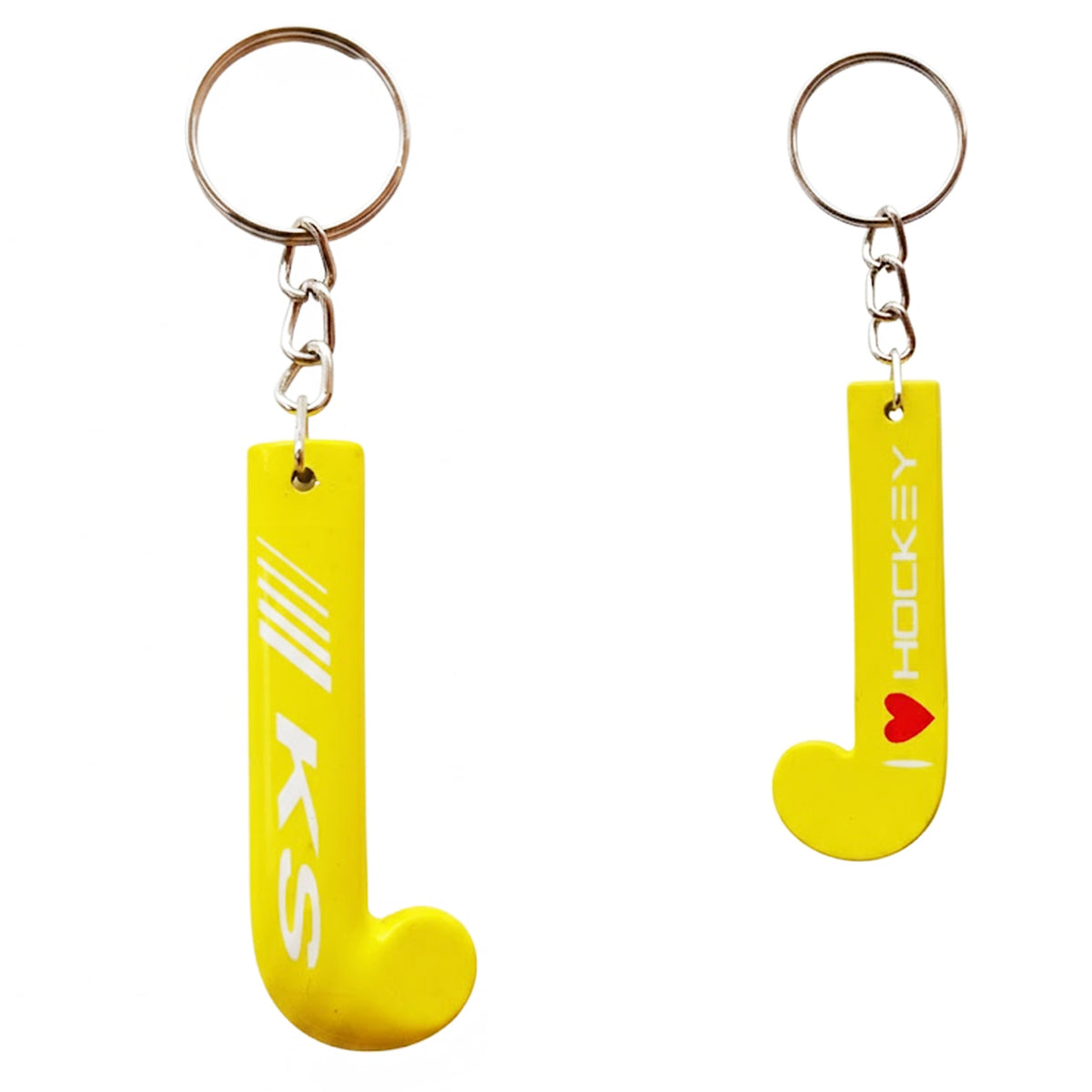 ks key ring I love hockey - yellow