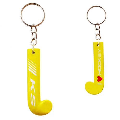 ks key ring I love hockey - yellow