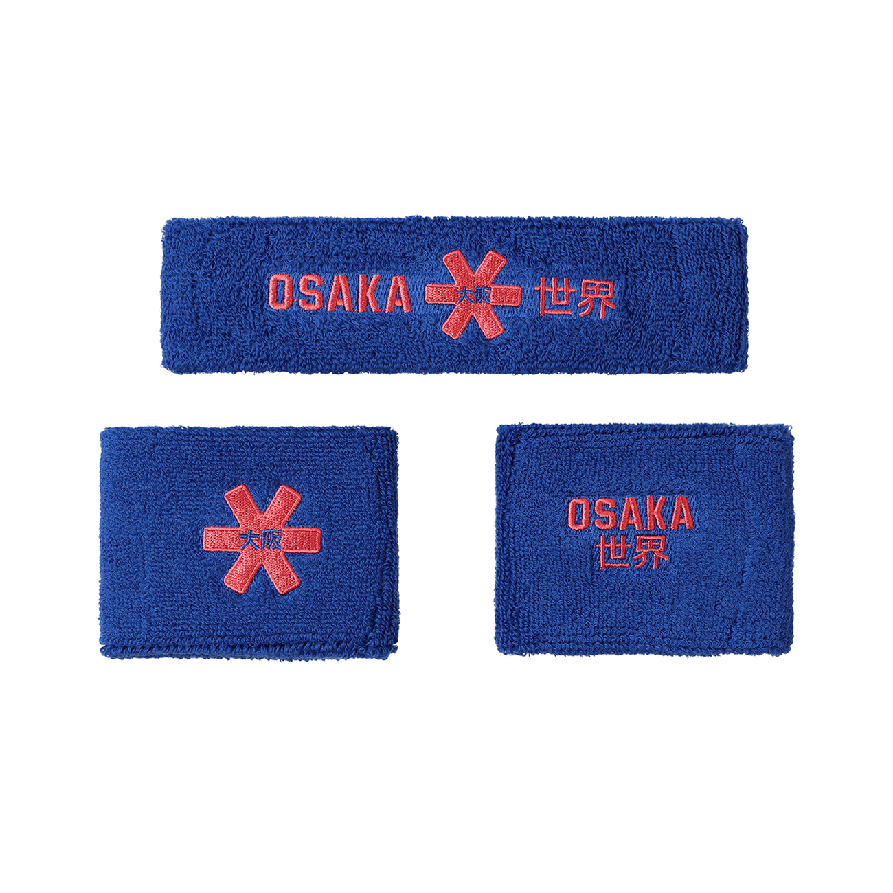 Osaka Sweatband Set | Princess Blue-Cayenne Red