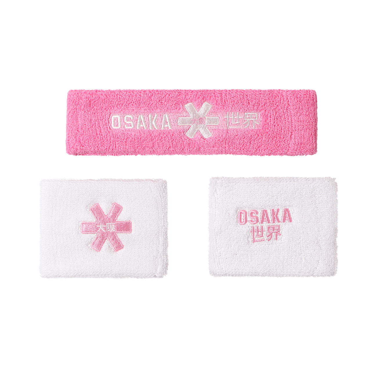 Osaka Sweatband Set | Begonia Pink-White